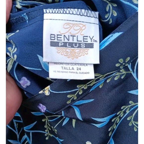 Vintage 80s TR Bentley Plus‎ Blue Floral Rayon Maxi Skirt Elastic Back Women 24 - Picture 5 of 8